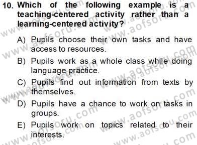 Çocuklara Yabancı Dil Öğretimi 1 Dersi 2013 - 2014 Yılı Tek Ders Sınav Soruları 10. Soru