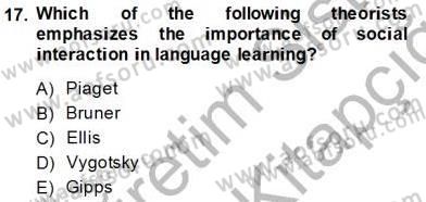 Çocuklara Yabancı Dil Öğretimi 1 Dersi 2013 - 2014 Yılı Tek Ders Sınav Soruları 17. Soru