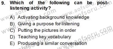 Çocuklara Yabancı Dil Öğretimi 1 Dersi 2013 - 2014 Yılı Tek Ders Sınav Soruları 9. Soru