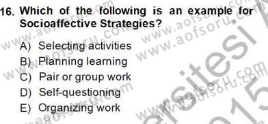 Çocuklara Yabancı Dil Öğretimi 1 Dersi 2014 - 2015 Yılı (Vize) Ara Sınav Soruları 16. Soru