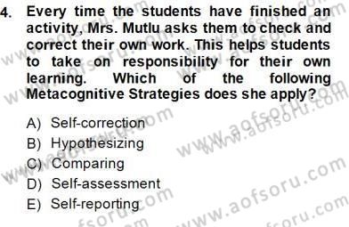Çocuklara Yabancı Dil Öğretimi 1 Dersi 2014 - 2015 Yılı (Vize) Ara Sınav Soruları 4. Soru