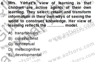Çocuklara Yabancı Dil Öğretimi 1 Dersi 2014 - 2015 Yılı (Vize) Ara Sınav Soruları 6. Soru