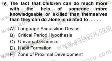 Çocuklara Yabancı Dil Öğretimi 1 Dersi 2014 - 2015 Yılı (Final) Dönem Sonu Sınav Soruları 16. Soru