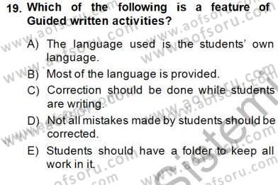 Çocuklara Yabancı Dil Öğretimi 1 Dersi 2014 - 2015 Yılı (Final) Dönem Sonu Sınav Soruları 19. Soru