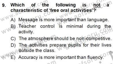 Çocuklara Yabancı Dil Öğretimi 1 Dersi 2014 - 2015 Yılı (Final) Dönem Sonu Sınav Soruları 9. Soru
