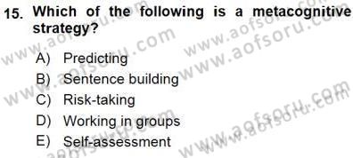 Çocuklara Yabancı Dil Öğretimi 1 Dersi 2015 - 2016 Yılı (Vize) Ara Sınav Soruları 15. Soru