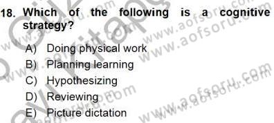 Çocuklara Yabancı Dil Öğretimi 1 Dersi 2015 - 2016 Yılı (Vize) Ara Sınav Soruları 18. Soru