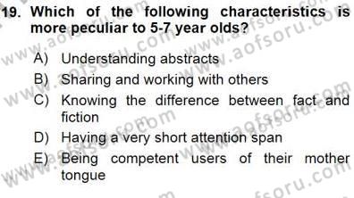 Çocuklara Yabancı Dil Öğretimi 1 Dersi 2015 - 2016 Yılı (Vize) Ara Sınav Soruları 19. Soru