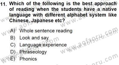 Çocuklara Yabancı Dil Öğretimi 1 Dersi 2015 - 2016 Yılı (Final) Dönem Sonu Sınav Soruları 11. Soru