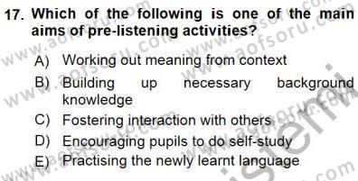 Çocuklara Yabancı Dil Öğretimi 1 Dersi 2015 - 2016 Yılı (Final) Dönem Sonu Sınav Soruları 17. Soru