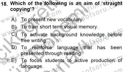 Çocuklara Yabancı Dil Öğretimi 1 Dersi 2015 - 2016 Yılı (Final) Dönem Sonu Sınav Soruları 18. Soru