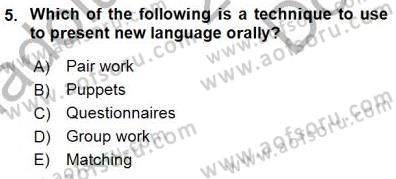 Çocuklara Yabancı Dil Öğretimi 1 Dersi 2015 - 2016 Yılı (Final) Dönem Sonu Sınav Soruları 5. Soru