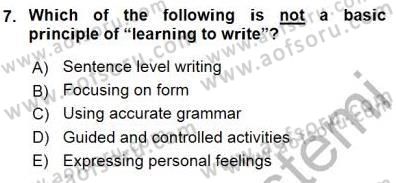 Çocuklara Yabancı Dil Öğretimi 1 Dersi 2015 - 2016 Yılı (Final) Dönem Sonu Sınav Soruları 7. Soru