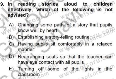 Çocuklara Yabancı Dil Öğretimi 1 Dersi 2015 - 2016 Yılı (Final) Dönem Sonu Sınav Soruları 9. Soru