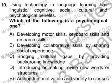 Çocuklara Yabancı Dil Öğretimi 2 Dersi 2012 - 2013 Yılı (Vize) Ara Sınav Soruları 10. Soru