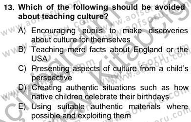 Çocuklara Yabancı Dil Öğretimi 2 Dersi 2012 - 2013 Yılı (Vize) Ara Sınav Soruları 13. Soru