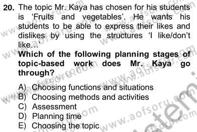 Çocuklara Yabancı Dil Öğretimi 2 Dersi 2012 - 2013 Yılı (Vize) Ara Sınav Soruları 20. Soru