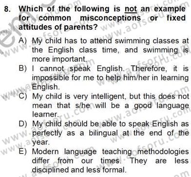 Çocuklara Yabancı Dil Öğretimi 2 Dersi 2012 - 2013 Yılı (Final) Dönem Sonu Sınav Soruları 8. Soru