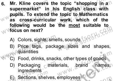 Çocuklara Yabancı Dil Öğretimi 2 Dersi 2013 - 2014 Yılı (Vize) Ara Sınavı 6. Soru