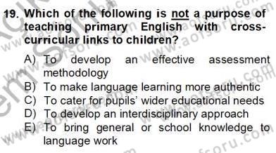 Çocuklara Yabancı Dil Öğretimi 2 Dersi 2013 - 2014 Yılı (Final) Dönem Sonu Sınavı 19. Soru