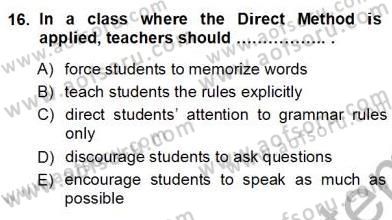 İngilizce Öğretiminde Yaklaşımlar Dersi 2012 - 2013 Yılı (Vize) Ara Sınav Soruları 16. Soru