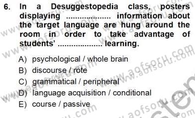 İngilizce Öğretiminde Yaklaşımlar Dersi 2012 - 2013 Yılı (Vize) Ara Sınav Soruları 6. Soru
