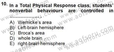İngilizce Öğretiminde Yaklaşımlar Dersi 2012 - 2013 Yılı (Final) Dönem Sonu Sınav Soruları 10. Soru