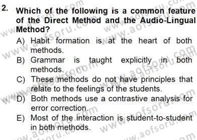 İngilizce Öğretiminde Yaklaşımlar Dersi 2012 - 2013 Yılı (Final) Dönem Sonu Sınav Soruları 2. Soru