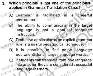 İngilizce Öğretiminde Yaklaşımlar Dersi 2013 - 2014 Yılı (Vize) Ara Sınav Soruları 3. Soru