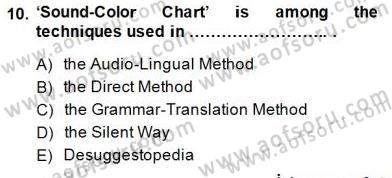 İngilizce Öğretiminde Yaklaşımlar Dersi 2014 - 2015 Yılı (Final) Dönem Sonu Sınav Soruları 10. Soru