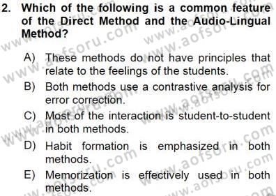 İngilizce Öğretiminde Yaklaşımlar Dersi 2015 - 2016 Yılı (Vize) Ara Sınav Soruları 2. Soru