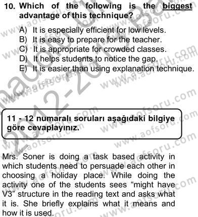 Dilbilgisi Öğretimi Dersi 2012 - 2013 Yılı (Vize) Ara Sınav Soruları 10. Soru