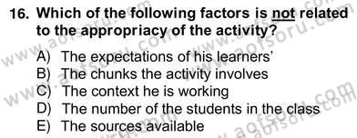 Dilbilgisi Öğretimi Dersi 2012 - 2013 Yılı (Vize) Ara Sınav Soruları 16. Soru