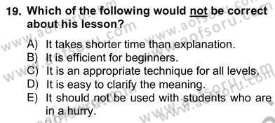 Dilbilgisi Öğretimi Dersi 2012 - 2013 Yılı (Vize) Ara Sınav Soruları 19. Soru