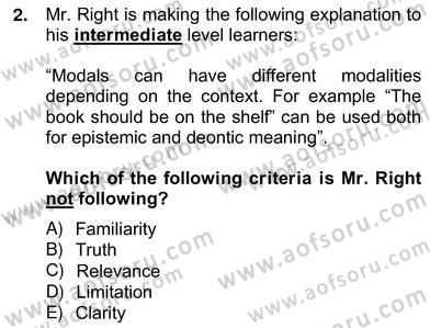 Dilbilgisi Öğretimi Dersi 2012 - 2013 Yılı (Vize) Ara Sınav Soruları 2. Soru