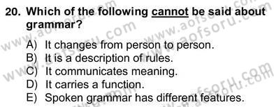 Dilbilgisi Öğretimi Dersi 2012 - 2013 Yılı (Vize) Ara Sınav Soruları 20. Soru