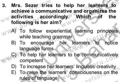 Dilbilgisi Öğretimi Dersi 2012 - 2013 Yılı (Vize) Ara Sınav Soruları 3. Soru