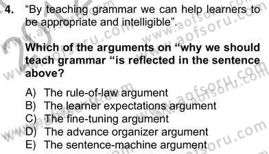 Dilbilgisi Öğretimi Dersi 2012 - 2013 Yılı (Vize) Ara Sınav Soruları 4. Soru