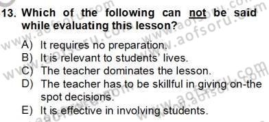 Dilbilgisi Öğretimi Dersi 2012 - 2013 Yılı (Final) Dönem Sonu Sınav Soruları 13. Soru