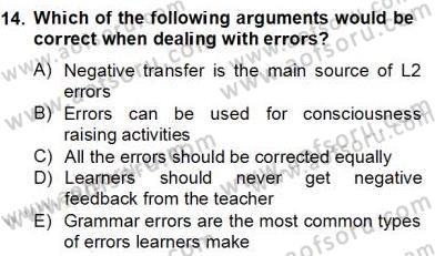 Dilbilgisi Öğretimi Dersi 2012 - 2013 Yılı (Final) Dönem Sonu Sınav Soruları 14. Soru