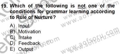 Dilbilgisi Öğretimi Dersi 2012 - 2013 Yılı (Final) Dönem Sonu Sınav Soruları 19. Soru