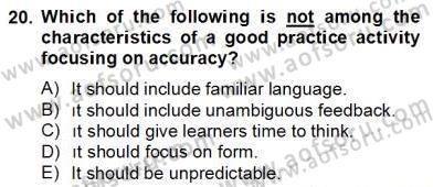 Dilbilgisi Öğretimi Dersi 2012 - 2013 Yılı (Final) Dönem Sonu Sınav Soruları 20. Soru