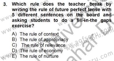 Dilbilgisi Öğretimi Dersi 2012 - 2013 Yılı (Final) Dönem Sonu Sınav Soruları 3. Soru