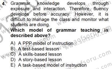 Dilbilgisi Öğretimi Dersi 2012 - 2013 Yılı (Final) Dönem Sonu Sınav Soruları 4. Soru