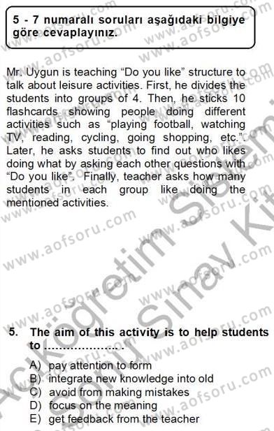 Dilbilgisi Öğretimi Dersi 2012 - 2013 Yılı (Final) Dönem Sonu Sınav Soruları 5. Soru