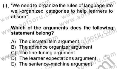 Dilbilgisi Öğretimi Dersi 2013 - 2014 Yılı (Vize) Ara Sınavı 11. Soru