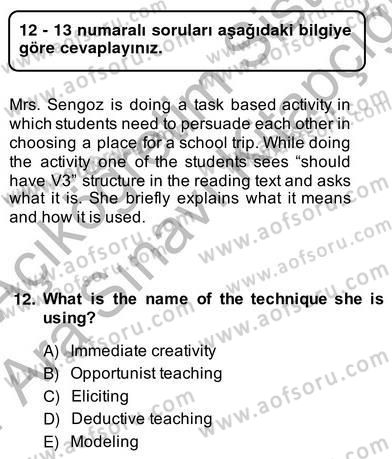 Dilbilgisi Öğretimi Dersi 2013 - 2014 Yılı (Vize) Ara Sınav Soruları 12. Soru