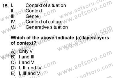 Dilbilgisi Öğretimi Dersi 2013 - 2014 Yılı (Vize) Ara Sınav Soruları 15. Soru