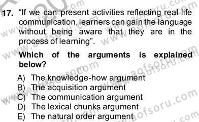 Dilbilgisi Öğretimi Dersi 2013 - 2014 Yılı (Vize) Ara Sınav Soruları 17. Soru