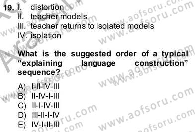 Dilbilgisi Öğretimi Dersi 2013 - 2014 Yılı (Vize) Ara Sınav Soruları 19. Soru